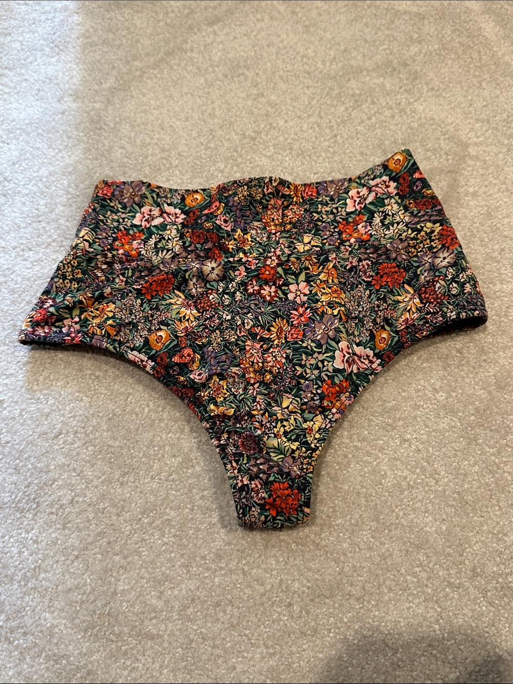 Montce High-Waist Floral Swim Shorts — Black with Multicolor Floral
